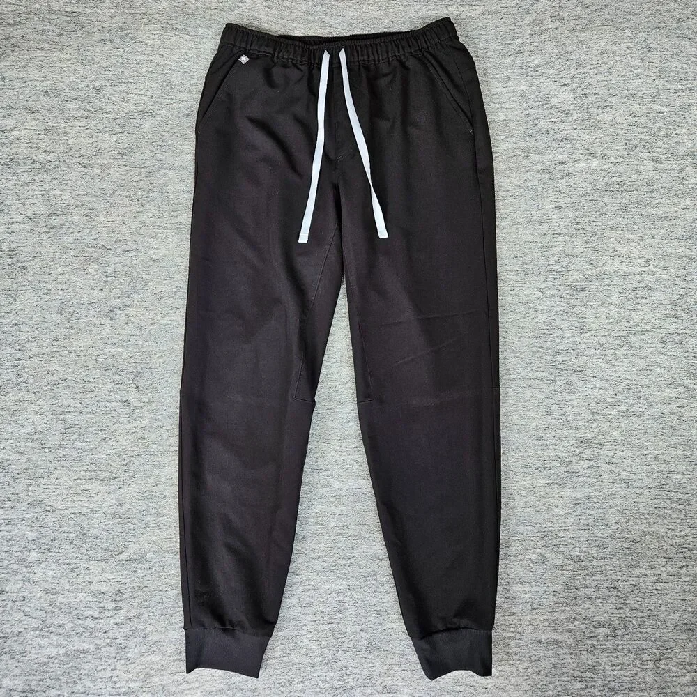 Figs Men's Size S Tansen Jogger Slim-Fit Scrub Pants Black Drawstring Waist